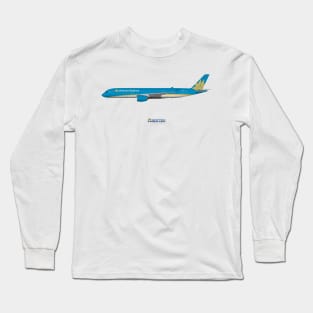 Illustration Of Vietnam Airlines Airbus A350 Long Sleeve T-Shirt